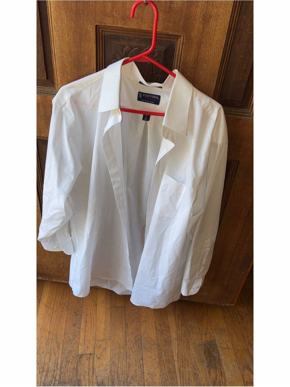 Stafford White Long-Sleeve Dress Shirt